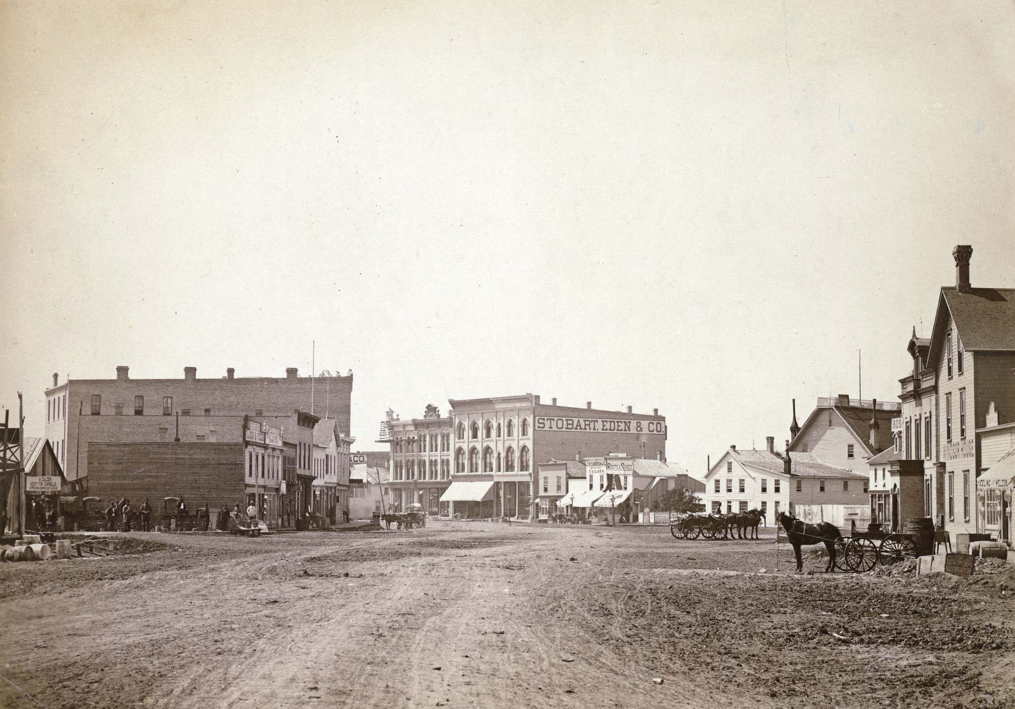 Winnipeg 1870 Main Street looking south from the market. ISRAEL BENNETTO & CO 